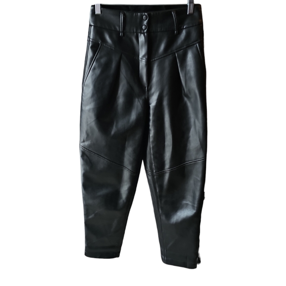 Le Fou Wilfred Moonwalk Pant Vegan Leather High Rise Pleats 80s Size 4 - Picture 9 of 9